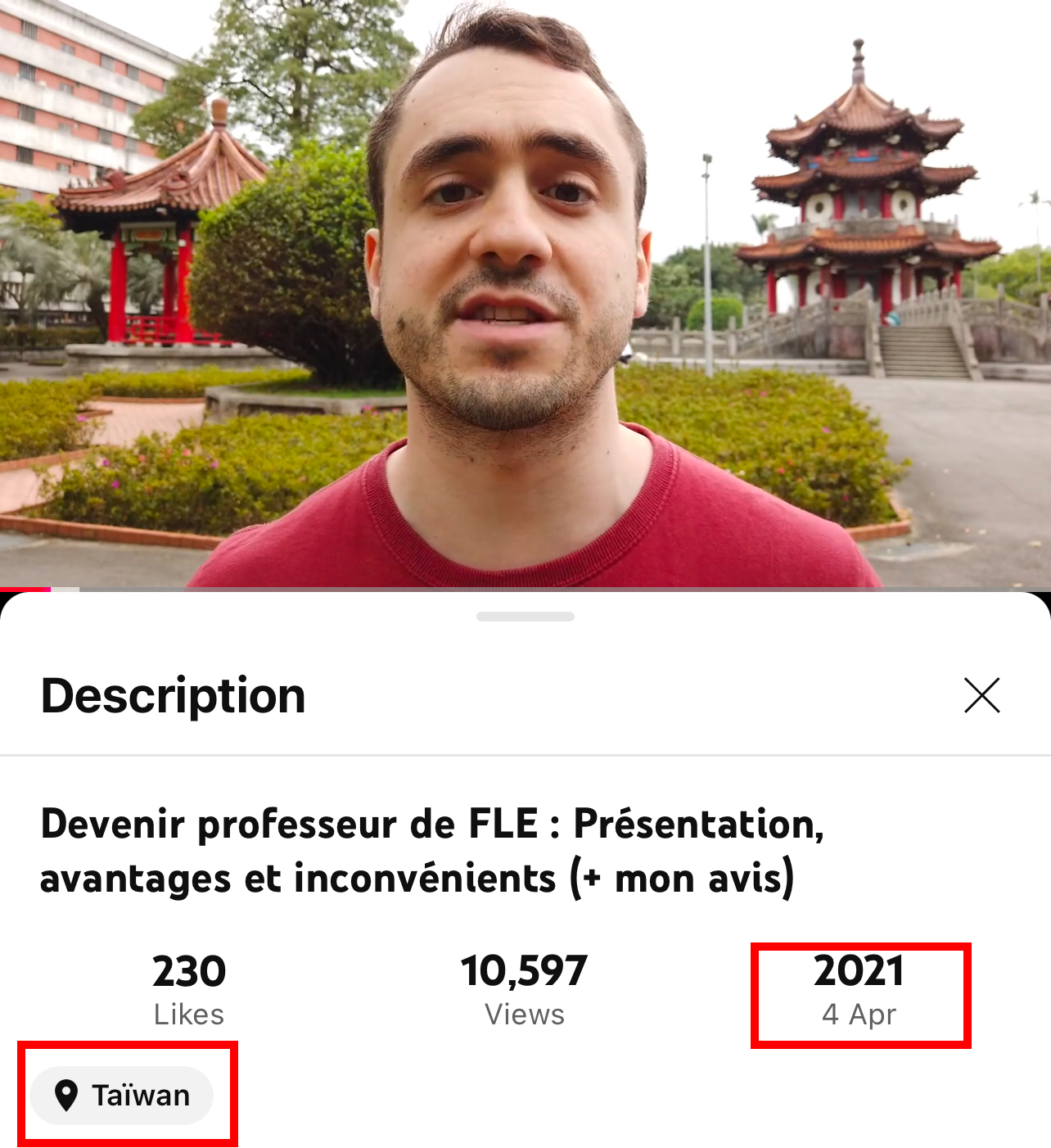 Photo près d'un temple à Taipei (2021)